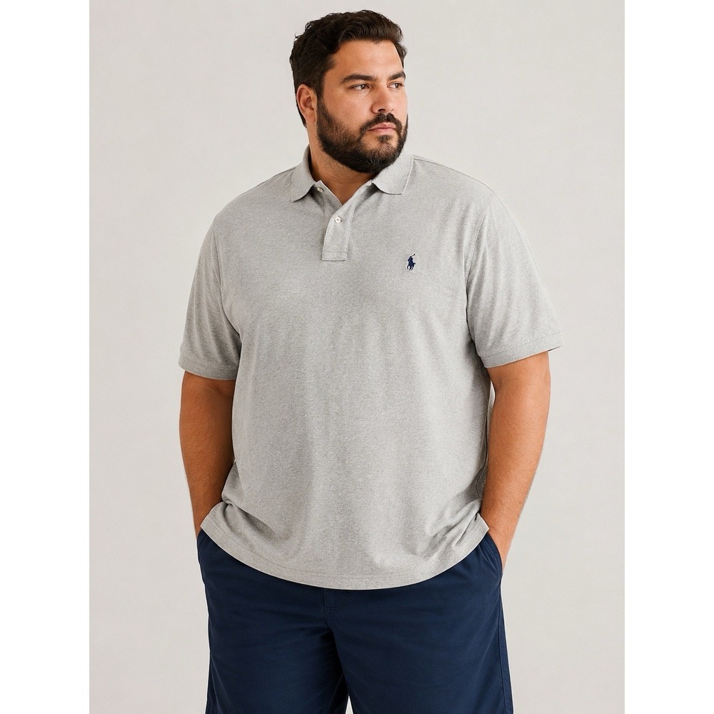 Polo Ralph Lauren Mens Gray Short Sleeve Pony Logo Polo Shirt 2XB Big & Tall